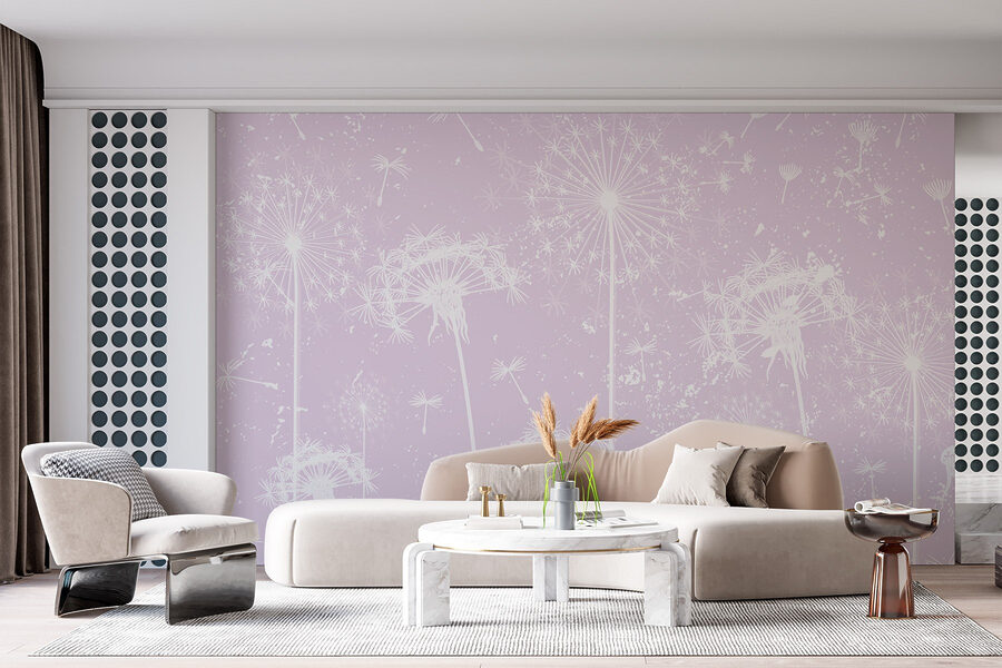 Papel de parede Flores brancas de dente-de-leão