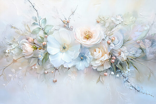 Pintura de flores e folhas Pintura de flores e folhas