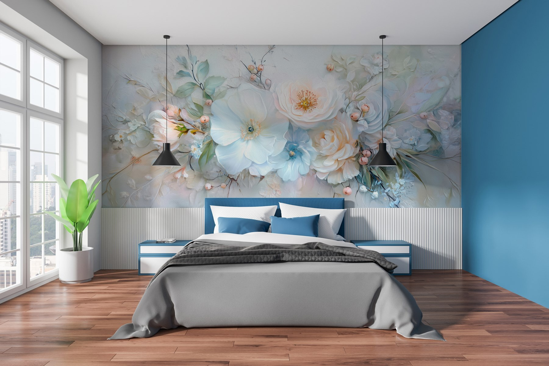 Painting of flowers and leaves