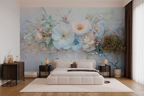 Pintura de flores e folhas Pintura de flores e folhas