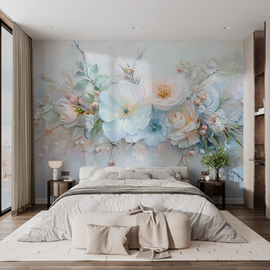Pintura de flores e folhas
