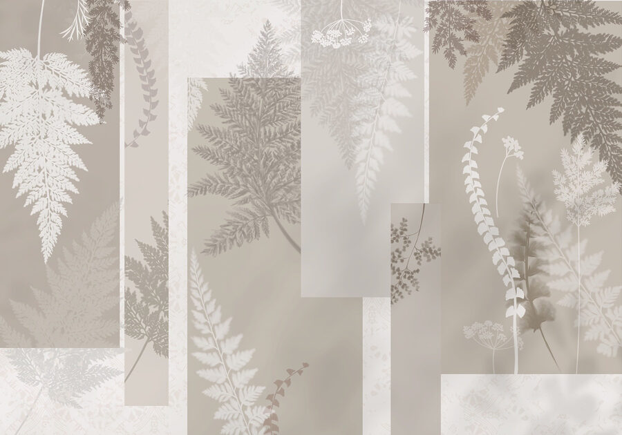 Padrão floral cinzento e branco