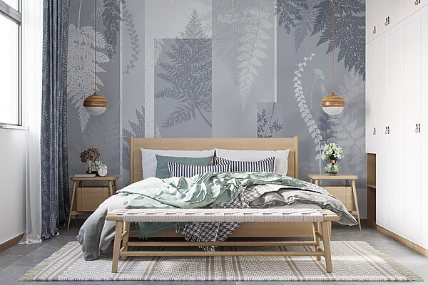 Padrão floral cinzento e branco Padrão floral cinzento e branco