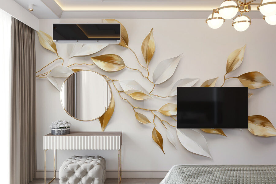 Papel de parede Folhas elegantes em tons suaves.