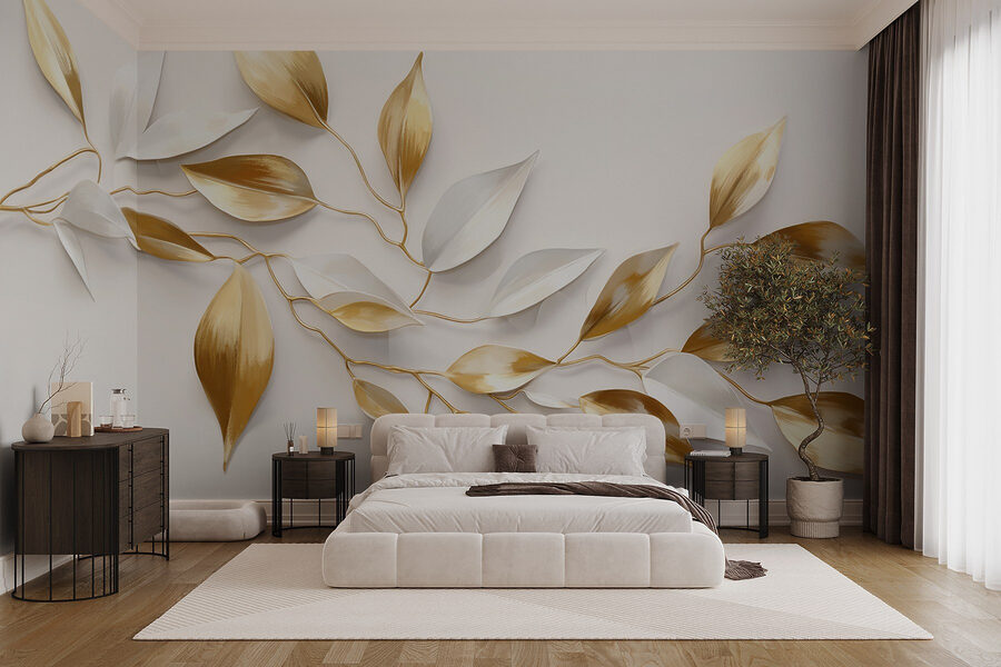 Papel de parede Folhas elegantes em tons suaves. - Image 2