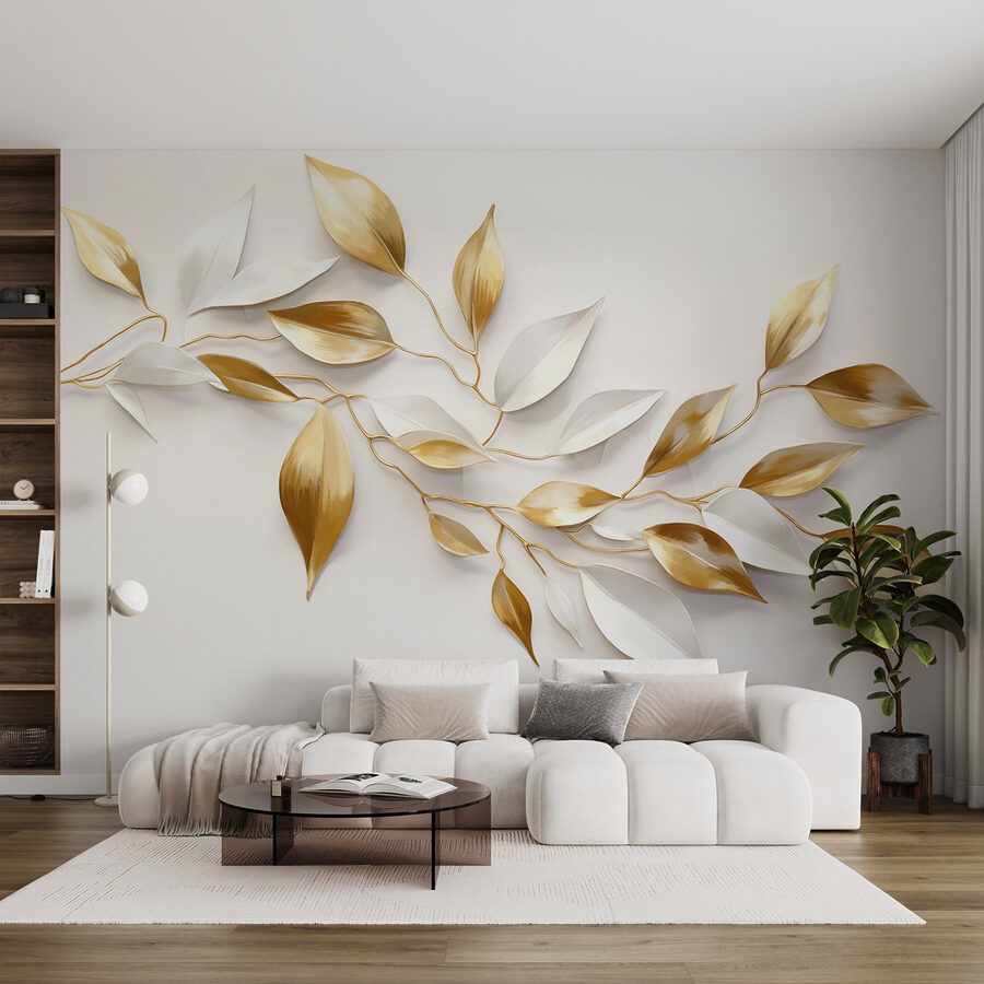 Papel de parede Folhas elegantes em tons suaves. - Image 3