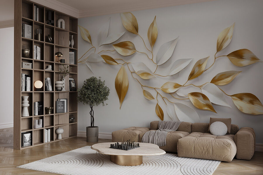 Papel de parede Folhas elegantes em tons suaves. - Image 4