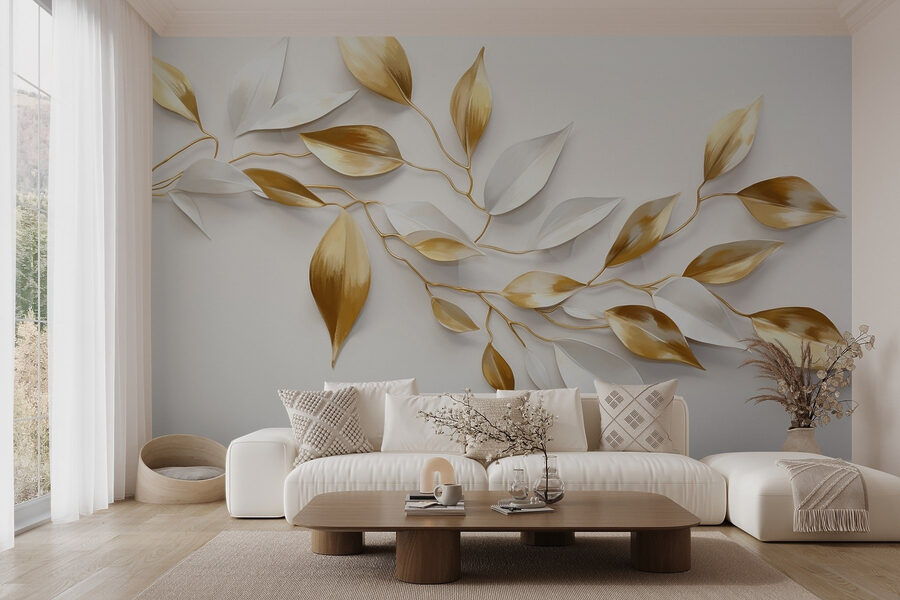 Papel de parede Folhas elegantes em tons suaves. - Image 5