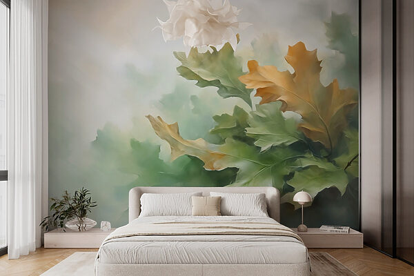 Pintura de folhas num ramo Pintura de folhas num ramo