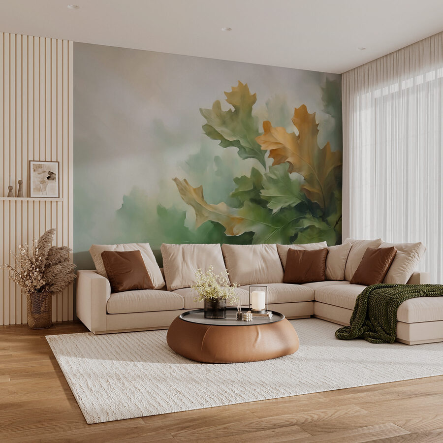 Pintura de folhas num ramo Pintura de folhas num ramo