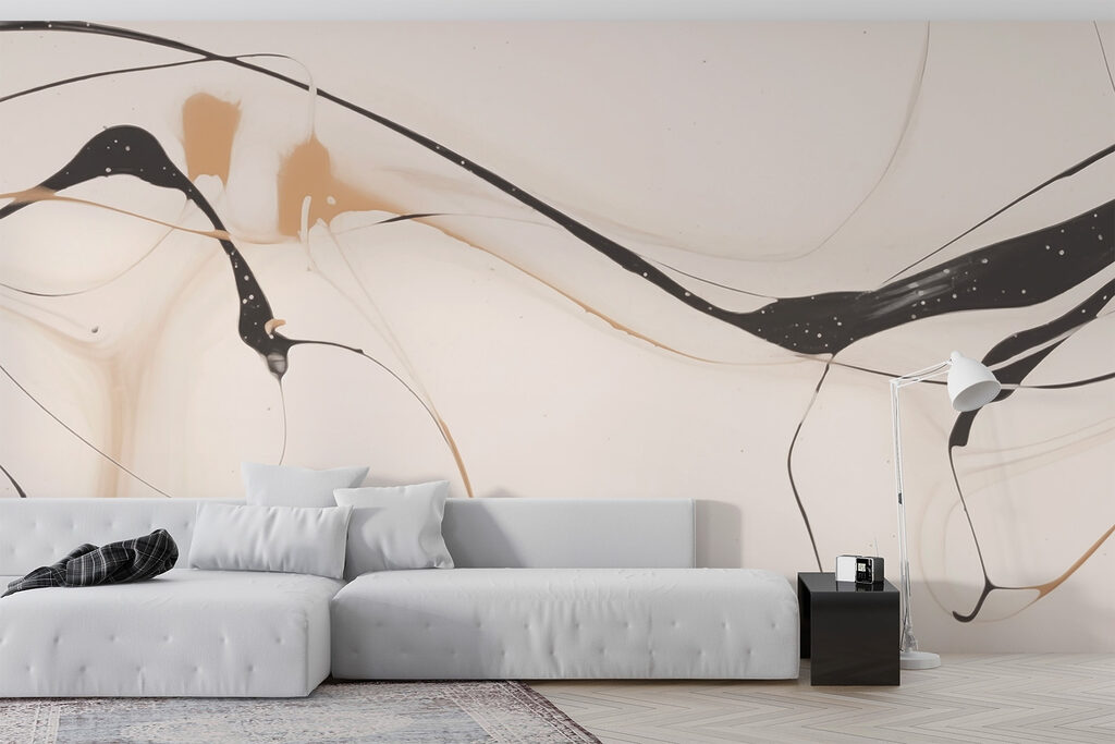 Black and tan paint on a white surface