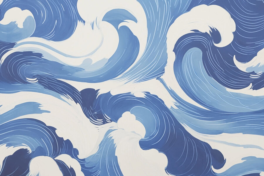 Ondas azuis e brancas