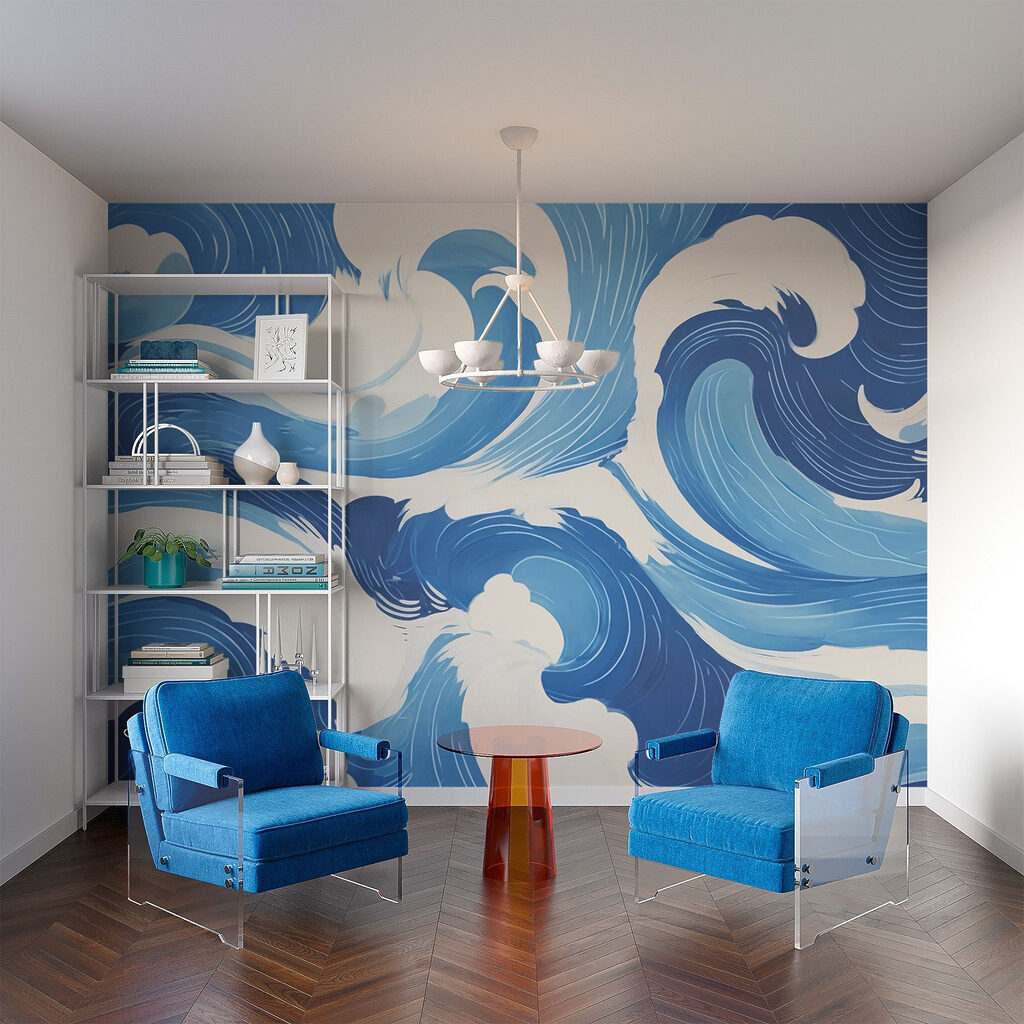 Blue and white waves Blue and white waves