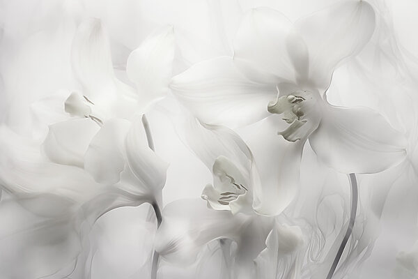 Delicadas orquídeas brancas sob uma luz suave Delicadas orquídeas brancas sob uma luz suave