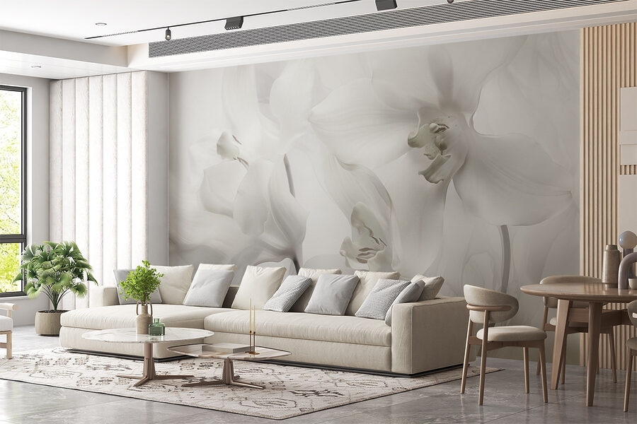 Papel de parede Delicadas orquídeas brancas sob uma luz suave - Image 2