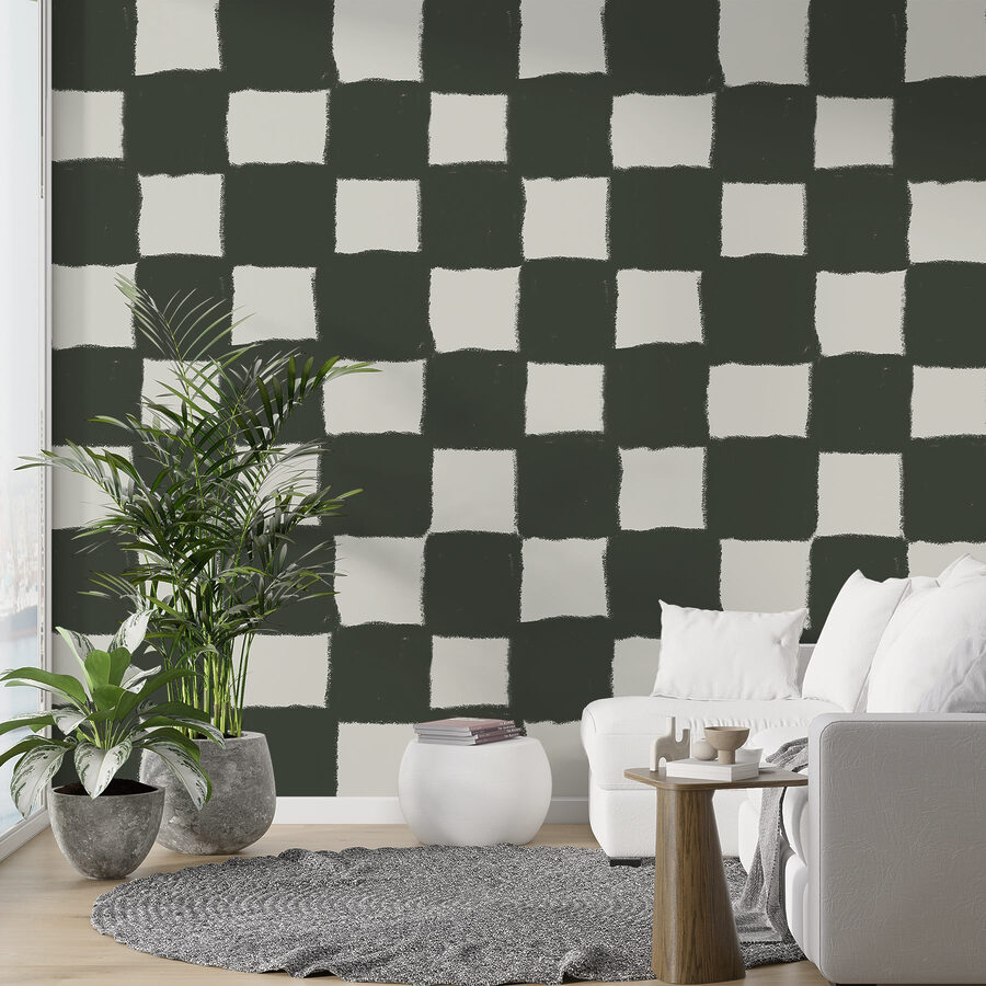 Papel de parede Padrão axadrezado preto e branco