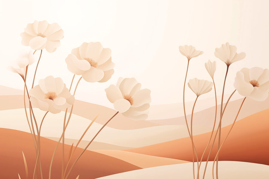 Flores brancas num deserto
