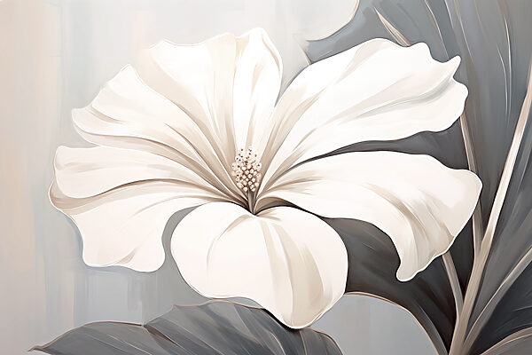Flor branca sobre um fundo cinzento Flor branca sobre um fundo cinzento