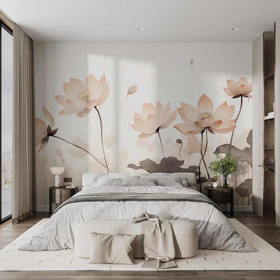 Grupo de flores com folhas