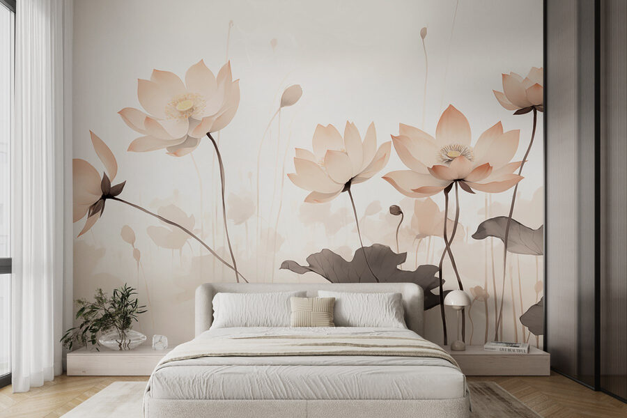 Grupo de flores com folhas