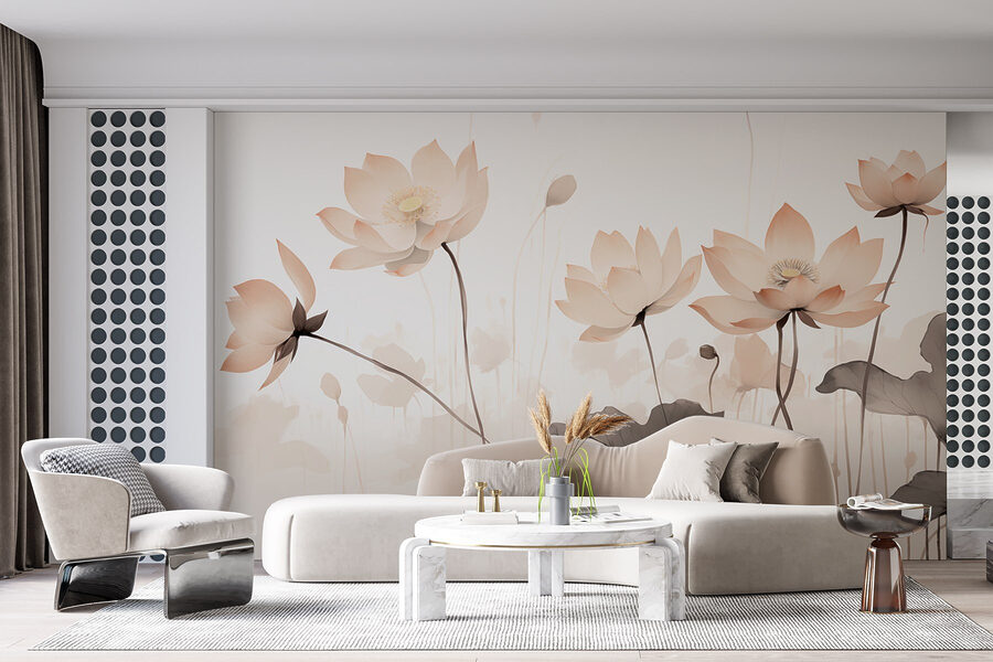 Grupo de flores com folhas