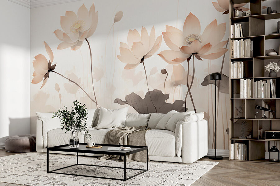 Grupo de flores com folhas