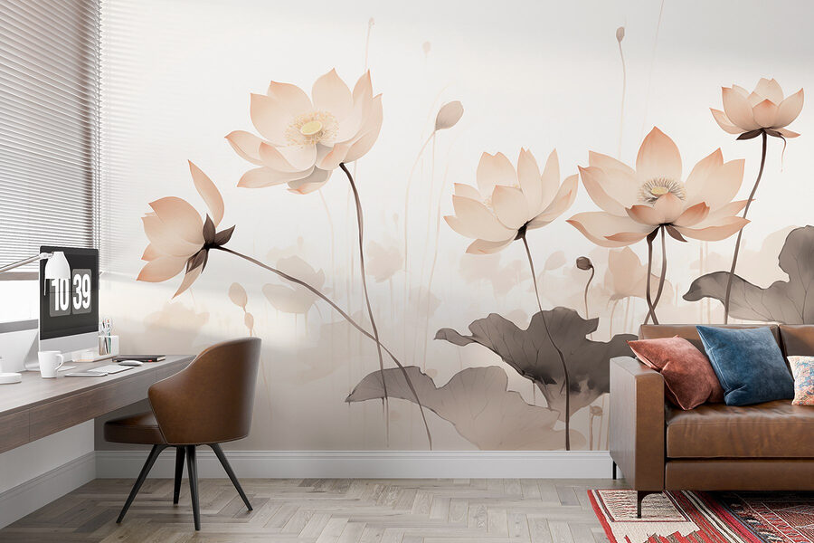 Grupo de flores com folhas