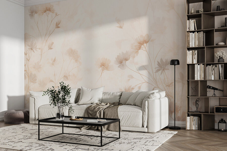 Padrão floral branco e cor-de-rosa