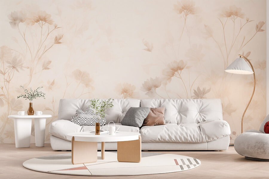 Padrão floral branco e cor-de-rosa