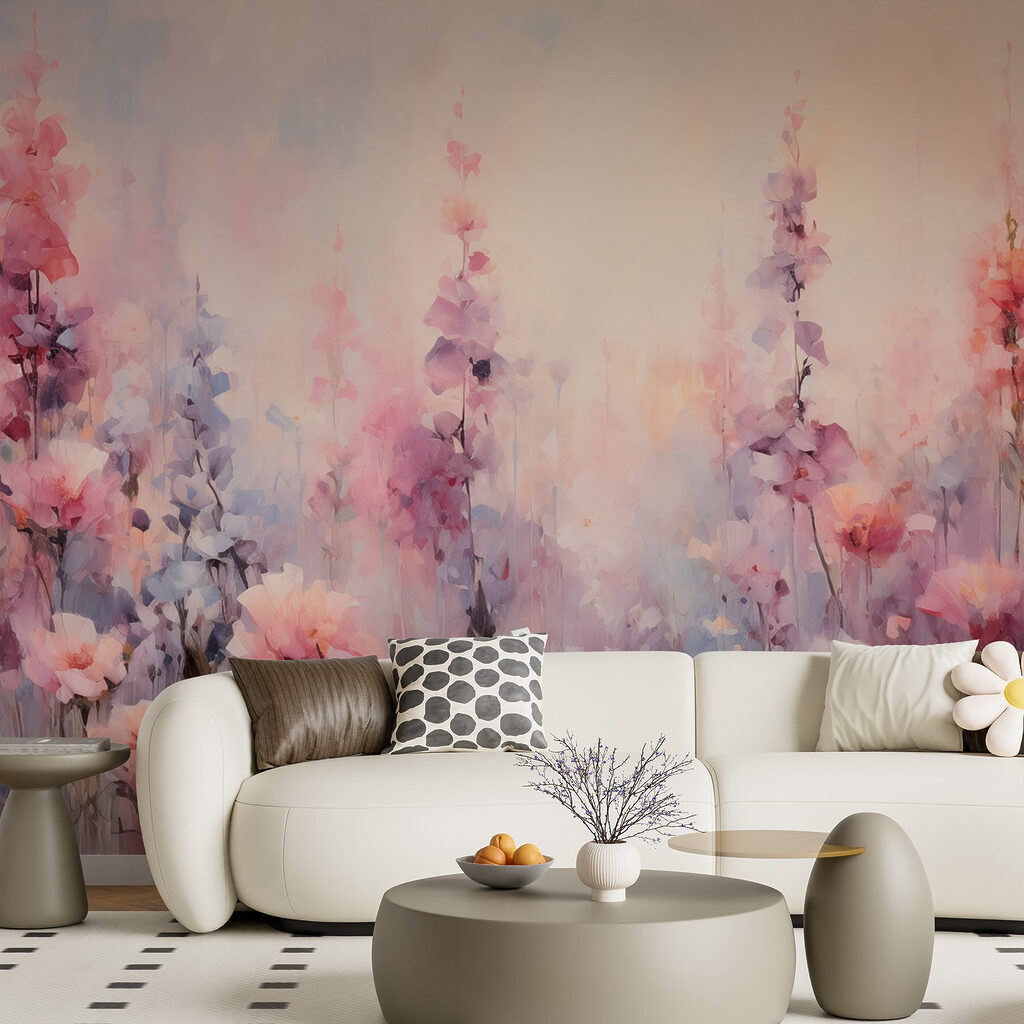 Painting of flowers in a field