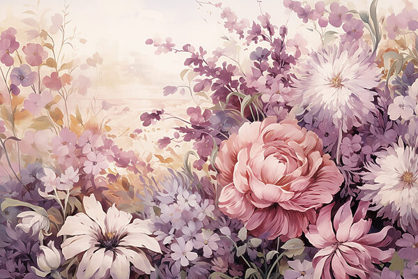 Pintura de flores e folhas Pintura de flores e folhas