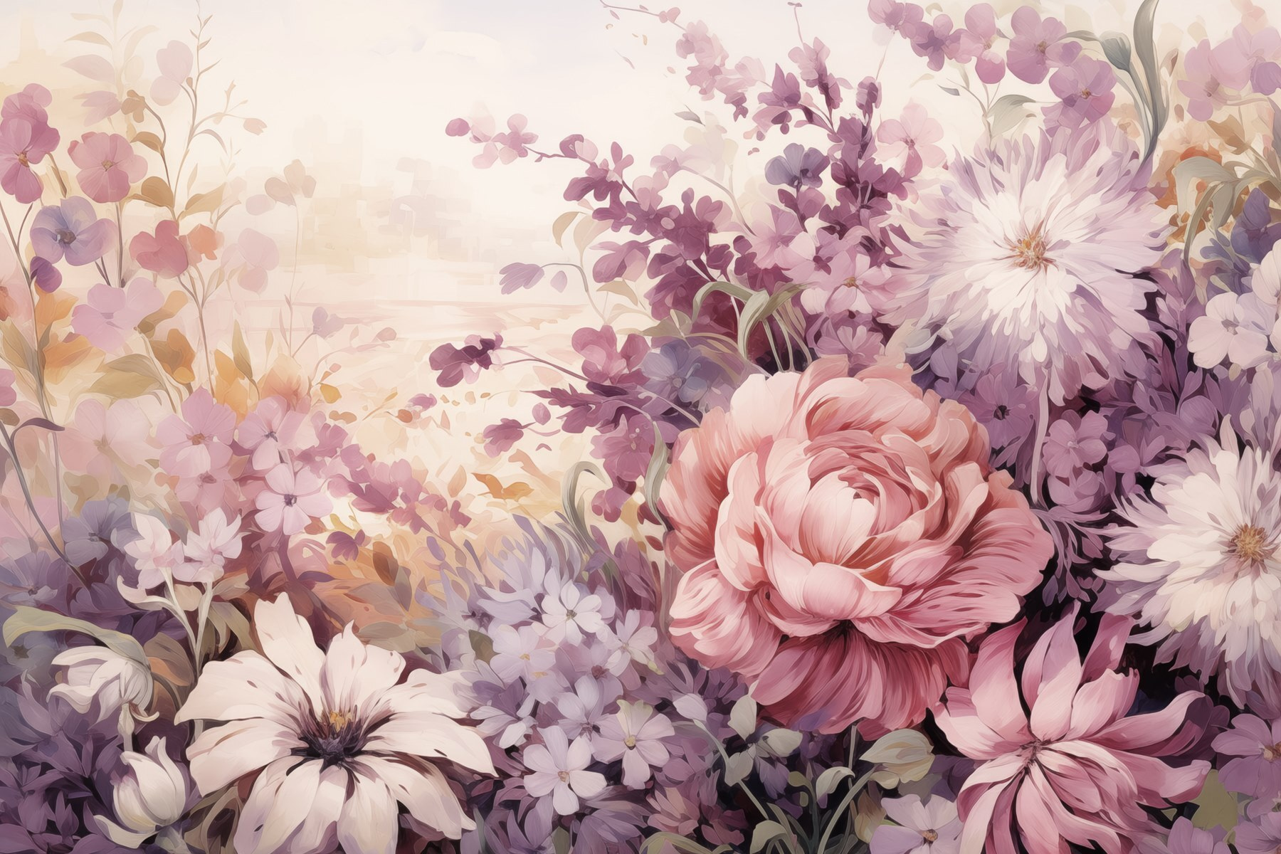 Painting of flowers and leaves Painting of flowers and leaves