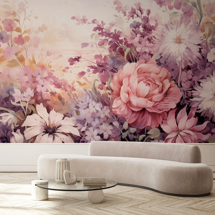 Pintura de flores e folhas