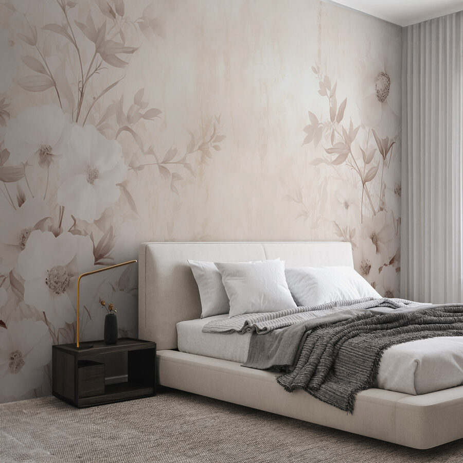 Padrão floral branco sobre uma superfície branca