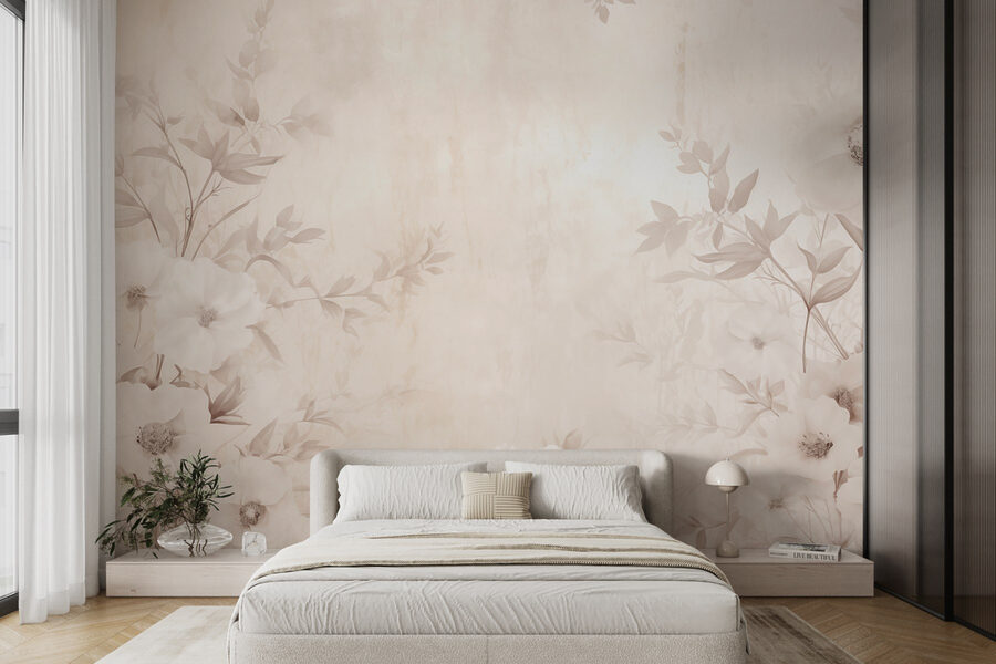 Padrão floral branco sobre uma superfície branca