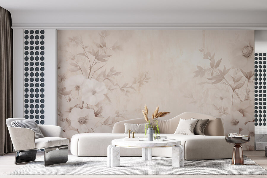 Padrão floral branco sobre uma superfície branca