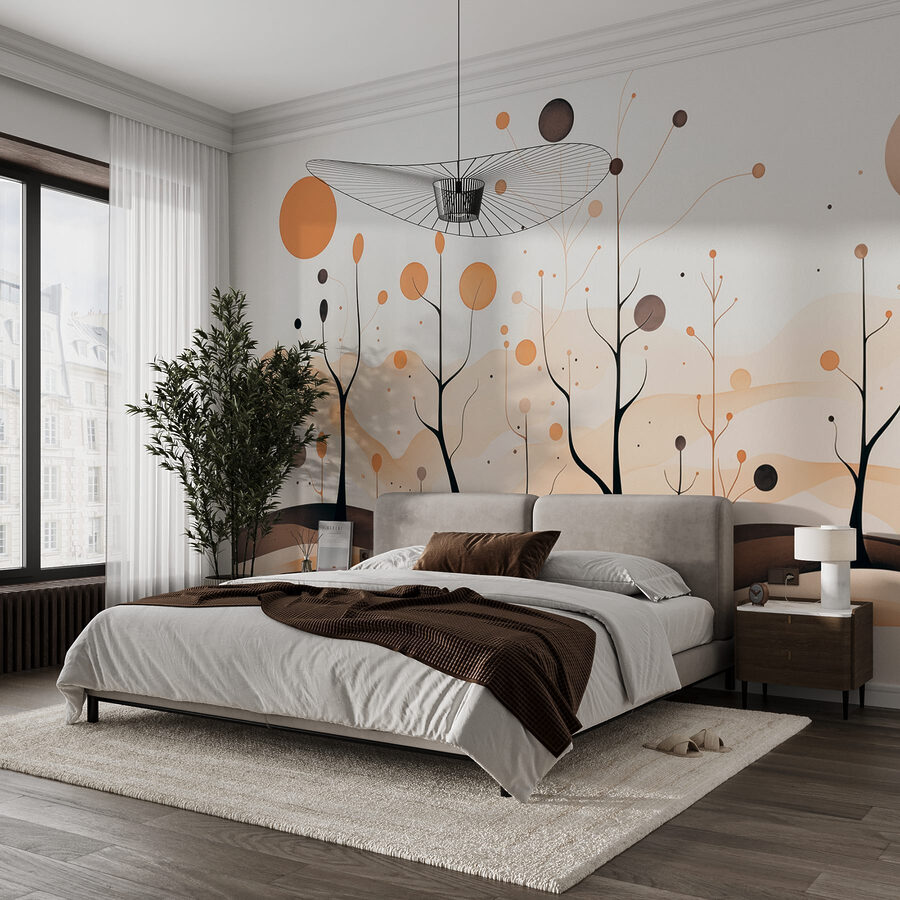 Papel de parede Pintura de árvores e plantas
