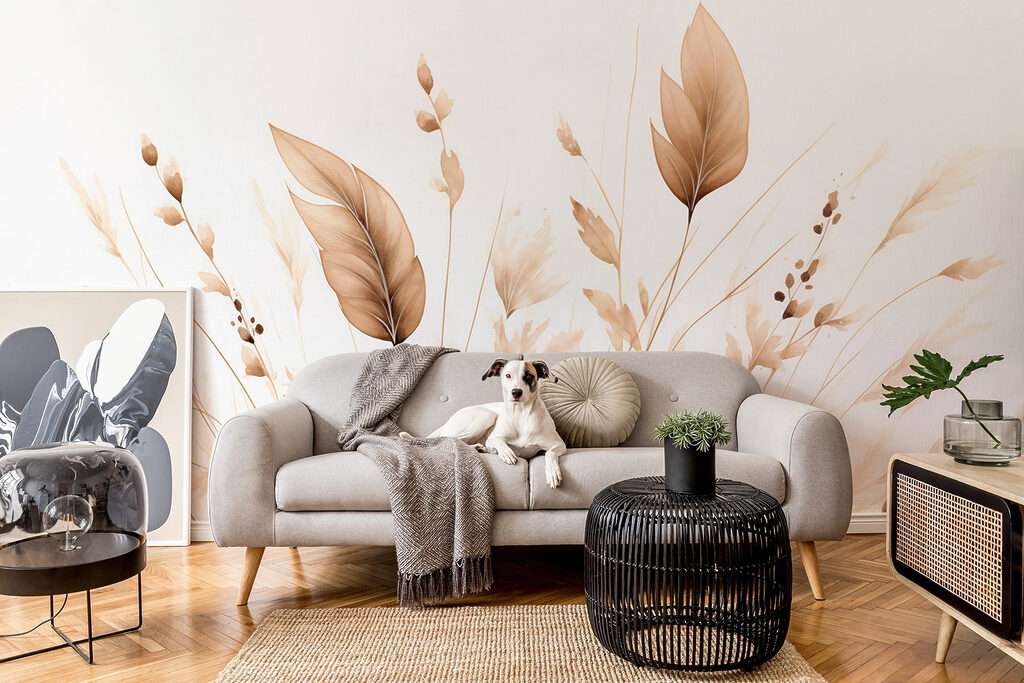 Delicate leaves grace a soft backdrop Delicate leaves grace a soft backdrop