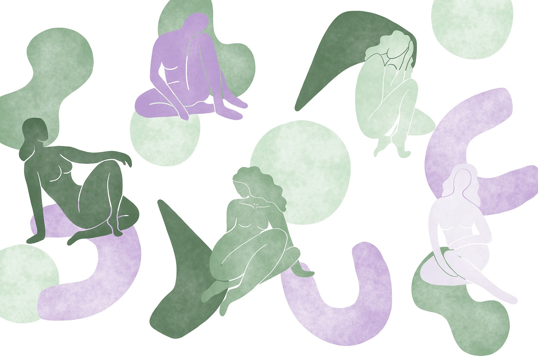 Group of women sitting and posing Group of women sitting and posing