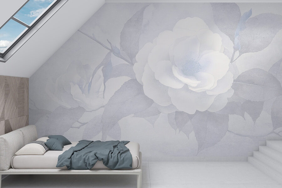 Papel de parede Flor branca com folhas - Image 2