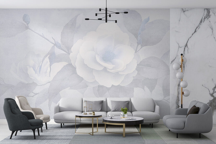 Papel de parede Flor branca com folhas - Image 3