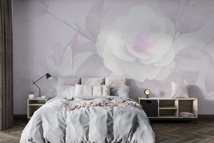 Flor branca com folhas