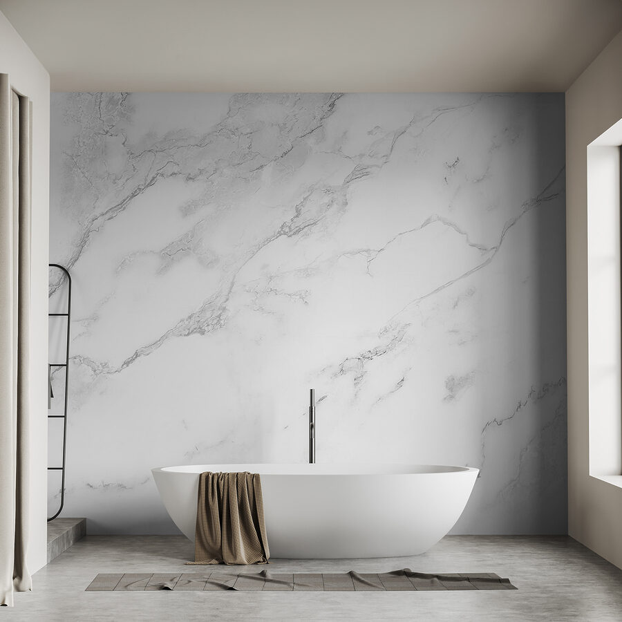 Superfície de mármore branco com veios pretos