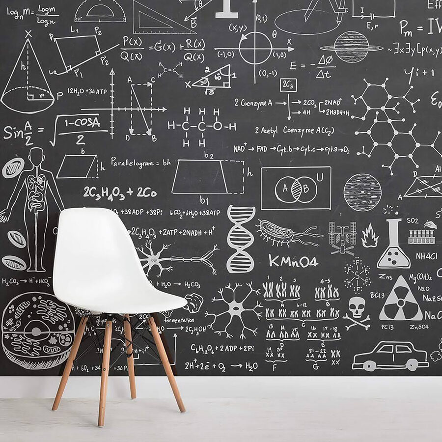 Papel de parede Quadro negro com símbolos e fórmulas matemáticas - Image 2