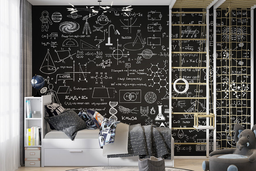 Papel de parede Quadro negro com símbolos e fórmulas matemáticas - Image 3