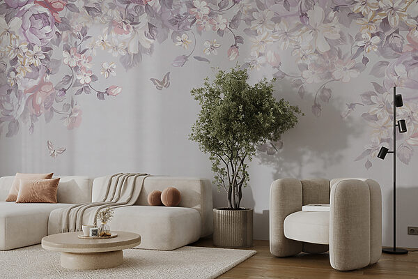 Padrão floral com borboletas Padrão floral com borboletas