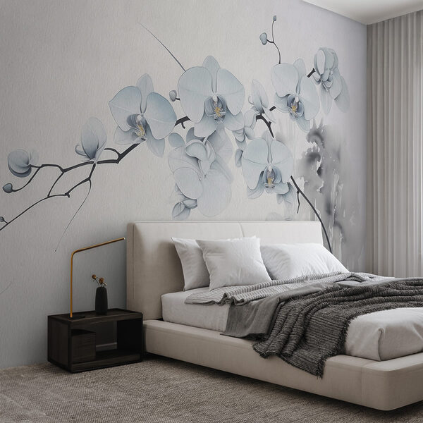Pintura de um ramo com flores brancas Pintura de um ramo com flores brancas