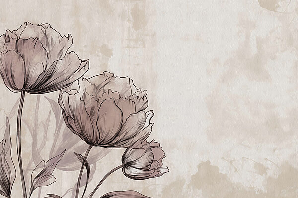 Desenho de flores sobre um fundo branco Desenho de flores sobre um fundo branco