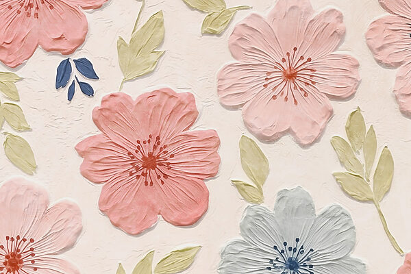 Parede com flores e folhas Parede com flores e folhas