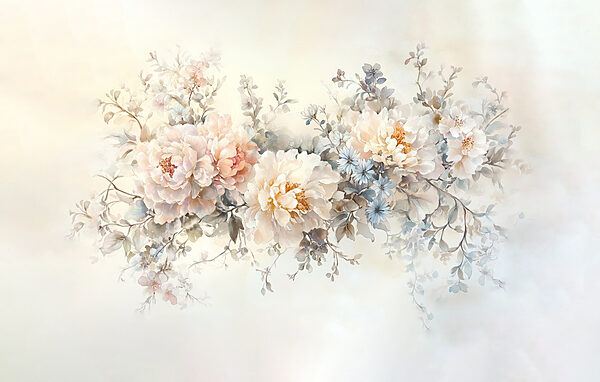 Painting of flowers on a white surface